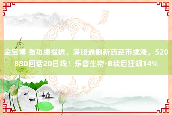 金宝博 强功绩提振，港股通翻新药逆市续涨，520880回话20日线！乐普生物-B绩后狂飙14%
