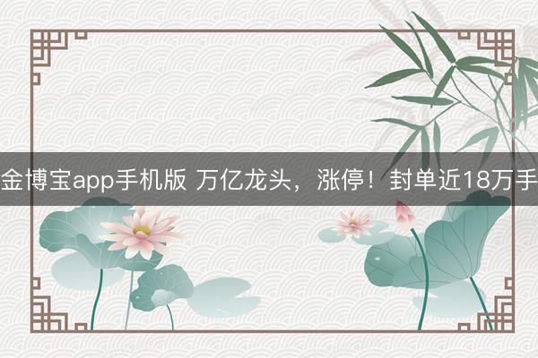 金博宝app手机版 万亿龙头，涨停！封单近18万手