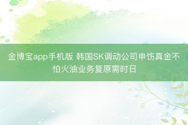 金博宝app手机版 韩国SK调动公司申饬真金不怕火油业务复原需时日