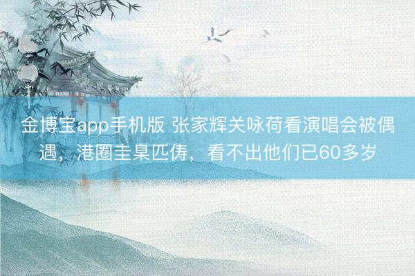 金博宝app手机版 张家辉关咏荷看演唱会被偶遇，港圈圭臬匹俦，看不出他们已60多岁