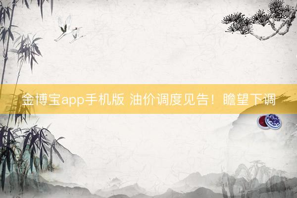 金博宝app手机版 油价调度见告！瞻望下调