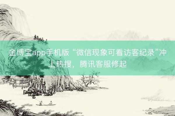 金博宝app手机版 “微信现象可看访客纪录”冲上热搜，腾讯客服修起
