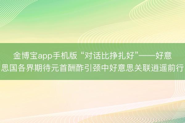 金博宝app手机版 “对话比挣扎好”——好意思国各界期待元首酬酢引颈中好意思关联逍遥前行