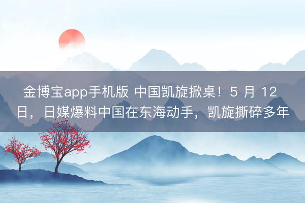 金博宝app手机版 中国凯旋掀桌！5 月 12 日，日媒爆料中国在东海动手，凯旋撕碎多年