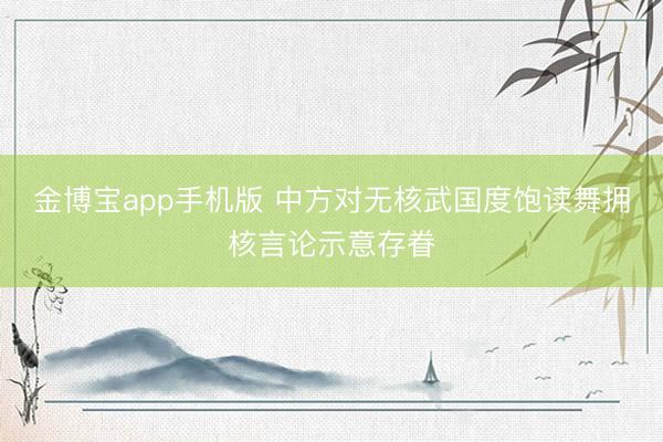 金博宝app手机版 中方对无核武国度饱读舞拥核言论示意存眷