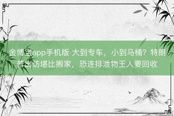 金博宝app手机版 大到专车，小到马桶？特朗普出访堪比搬家，恐连排泄物王人要回收