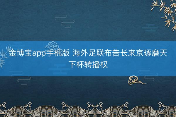 金博宝app手机版 海外足联布告长来京琢磨天下杯转播权