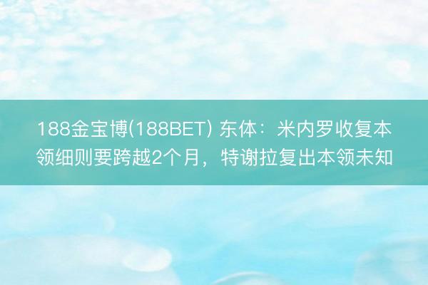 188金宝博(188BET) 东体：米内罗收复本领细则要跨越2个月，特谢拉复出本领未知
